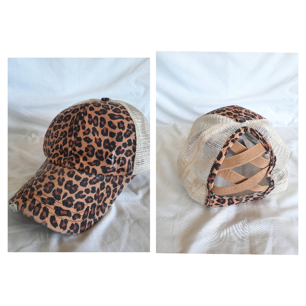 New! Leopard Print Pony Tail Hat